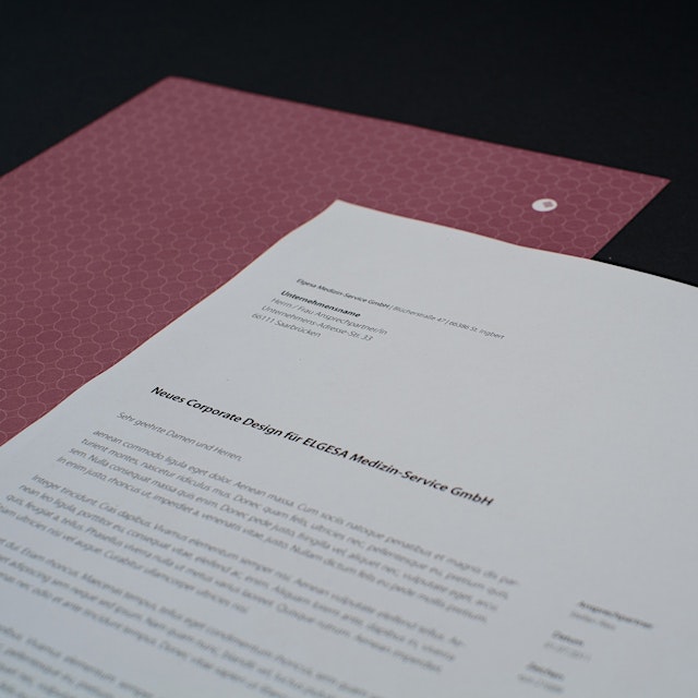 Foto Briefpapier Vorder- und Rückseite aus Corporate Design und Branding für ELGESA GmbH