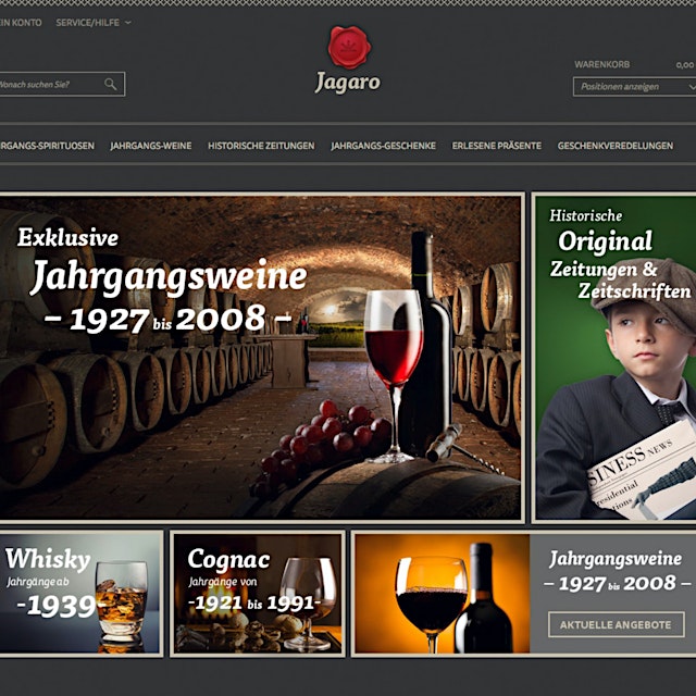 Screenshot Startseite Shopware B2C Online-Shop JAGARO