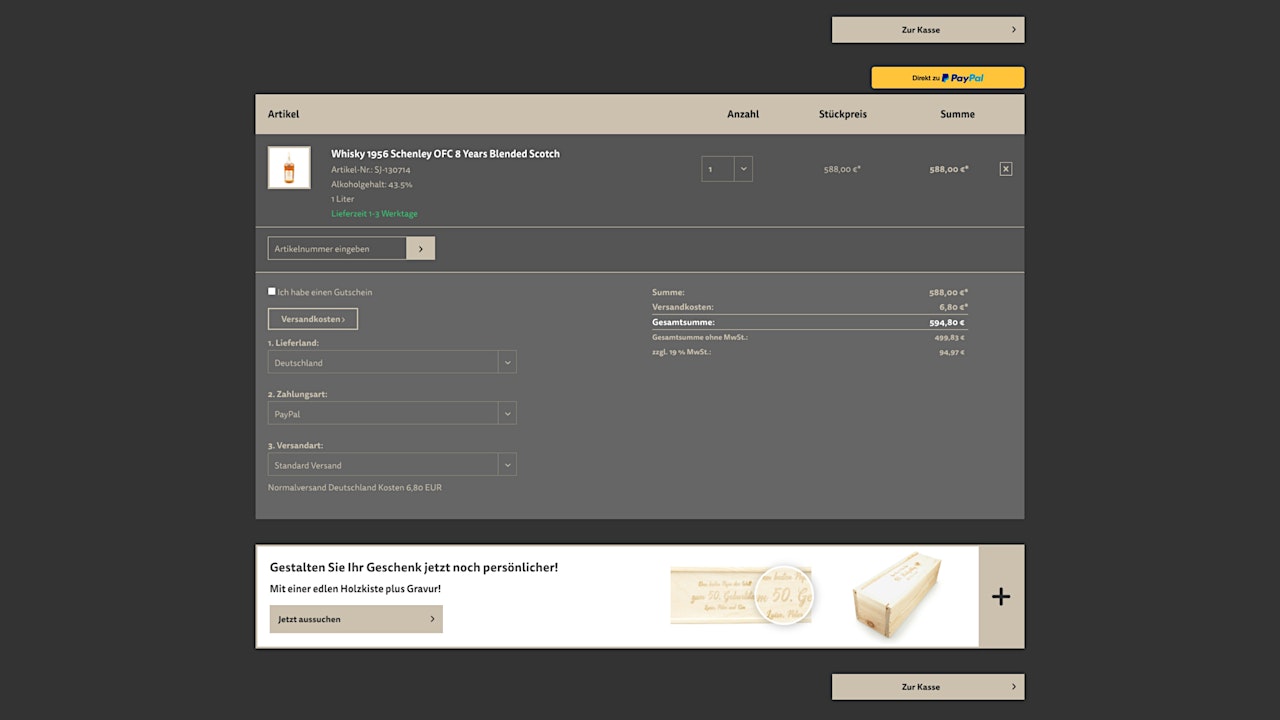 Shop Design JAGARO: Warenkorb Shop Design JAGARO: Warenkorb