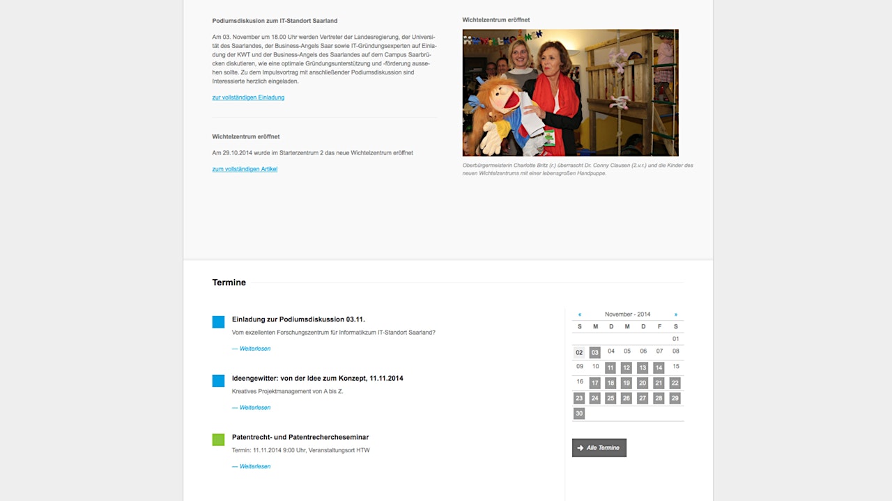 Website KWT / WUT: Event Panel mit Kalender Website KWT / WUT: Event Panel mit Kalender
