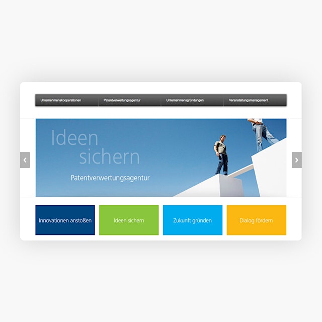 Webdesign und TYPO3 Website KWT / WUT Saarland: Startseite Slider und Hauptkategorien